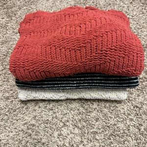 It is sweater and used. We sell all these three together. The condition is good